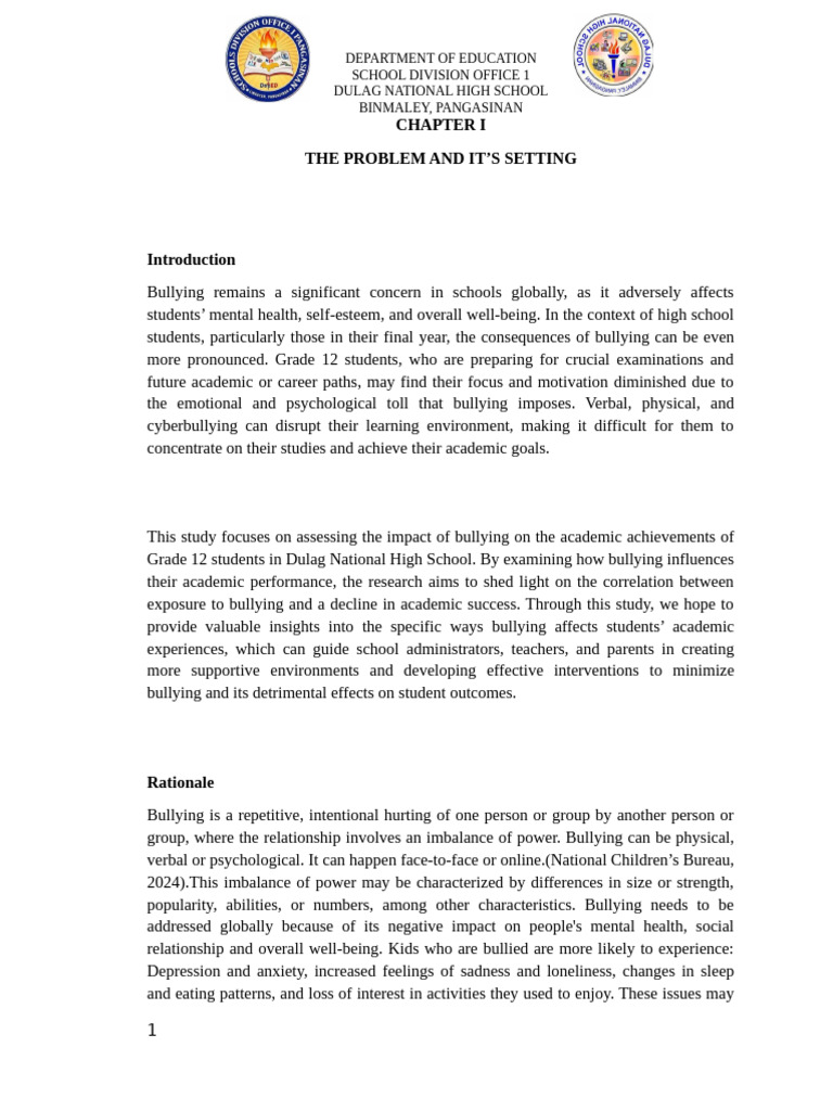 Impact of Bullying on Grade 12 Success | PDF | Bullying | Learning
