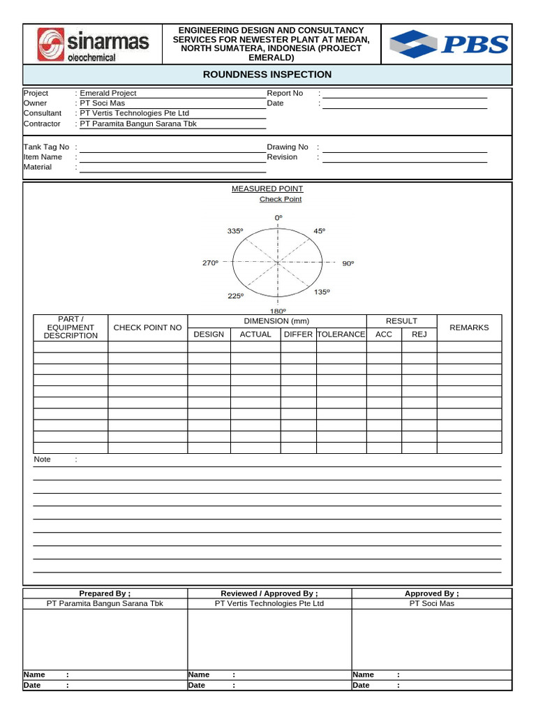 Engineering Inspection Report | PDF