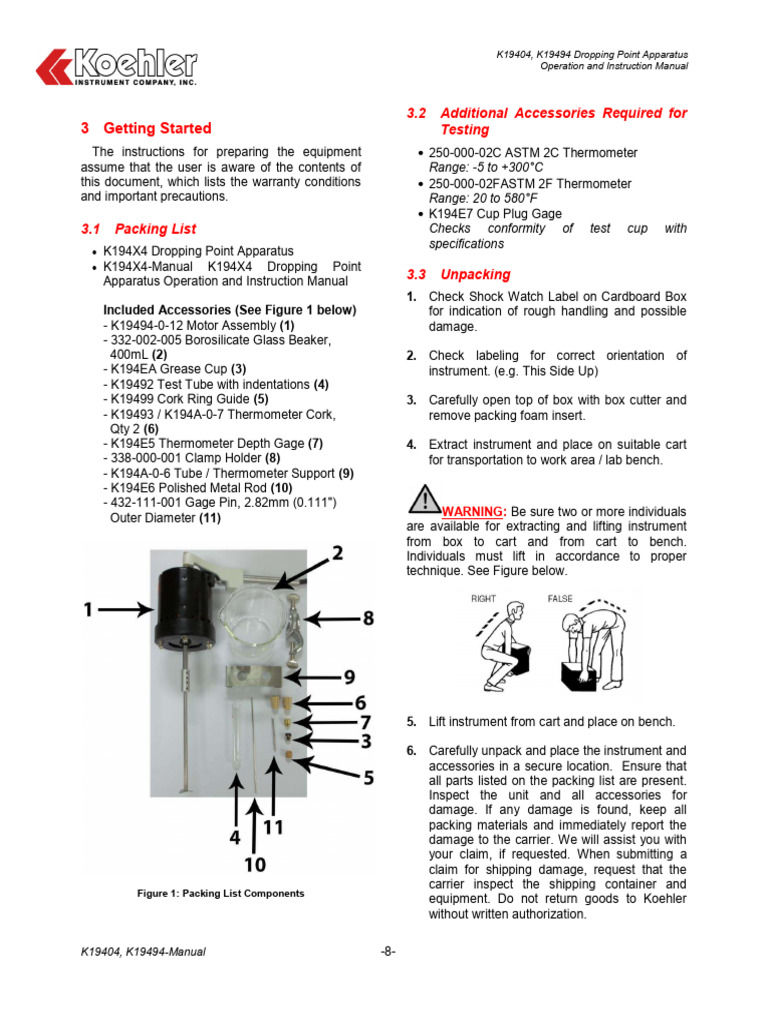 K19404 K19494 Dropping Point Manual | PDF | Thermometer | Equipment