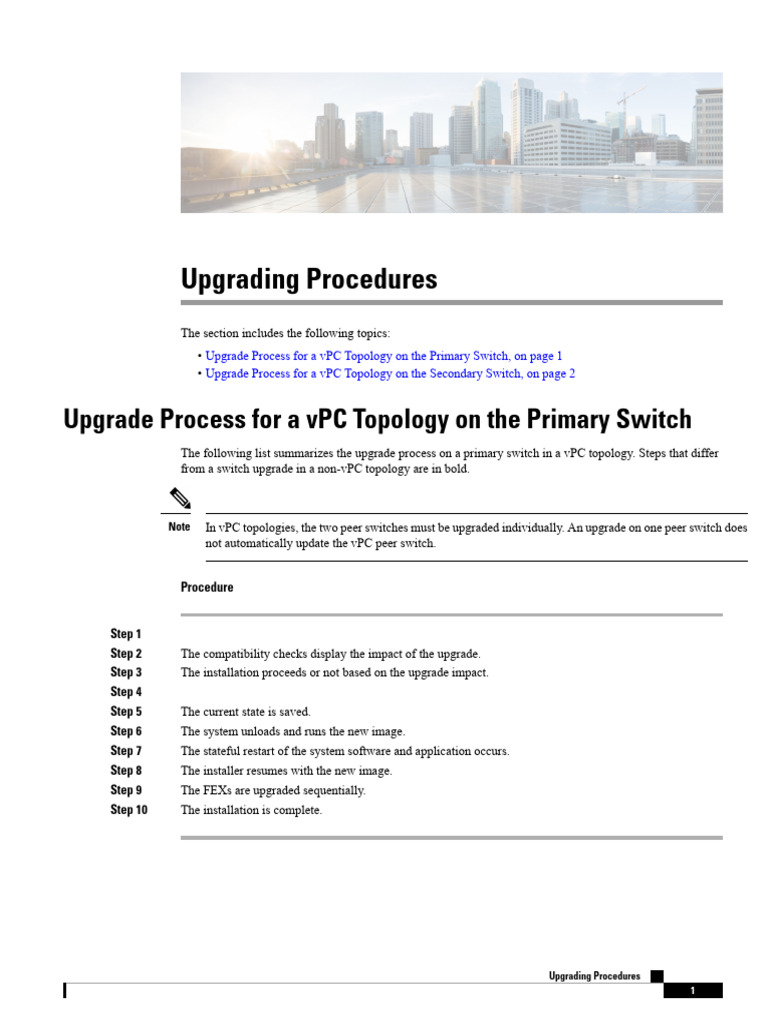 vPC Topology Upgrade Procedures | PDF | Software | Computing