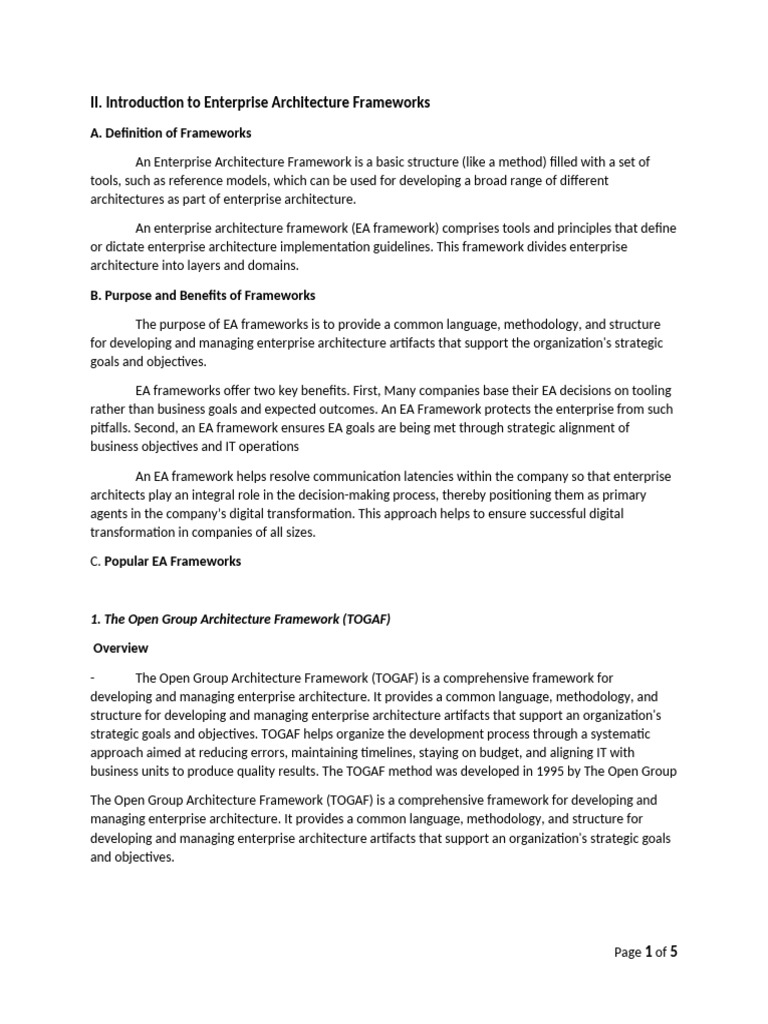 Understanding Enterprise Architecture Frameworks | PDF | Enterprise ...
