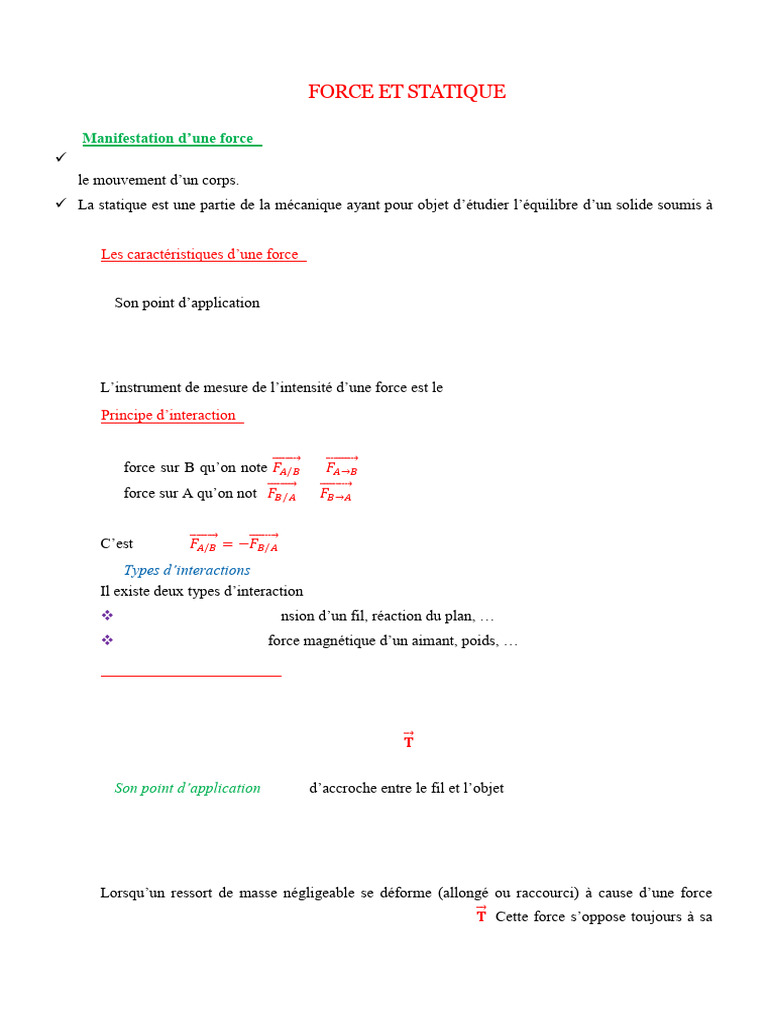 Force et Statique : Concepts Clés | PDF | Obliger | Poids