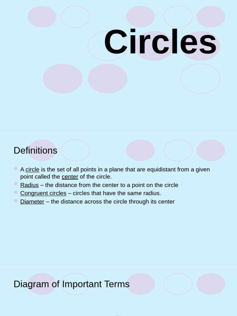 Circle Geometry Definitions and Theorems | PDF | Circle | Triangle