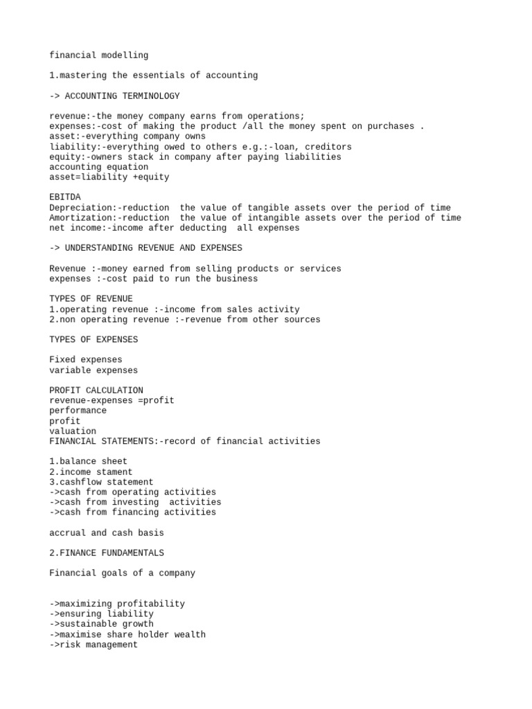 Financial Modelling Essentials Guide | PDF