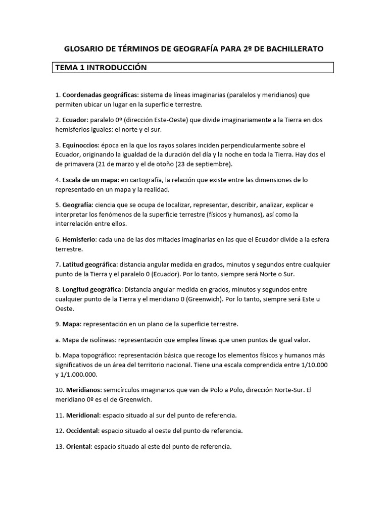 Glosario Terminos Geografia (Temas I-IV) | PDF | Herida | Río