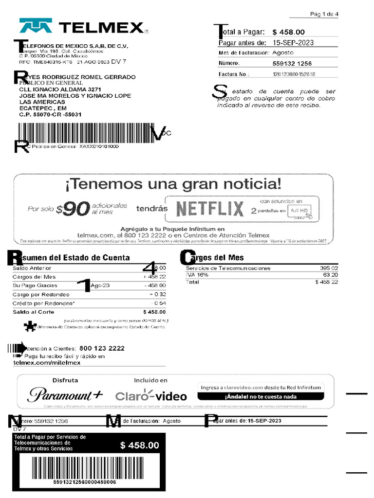 Recibo Telmex | PDF