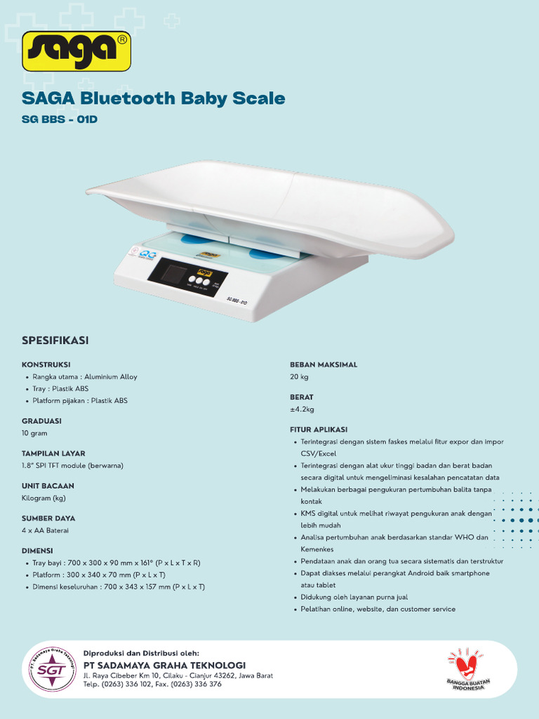 Timbangan Bayi SAGA Bluetooth 20kg | PDF