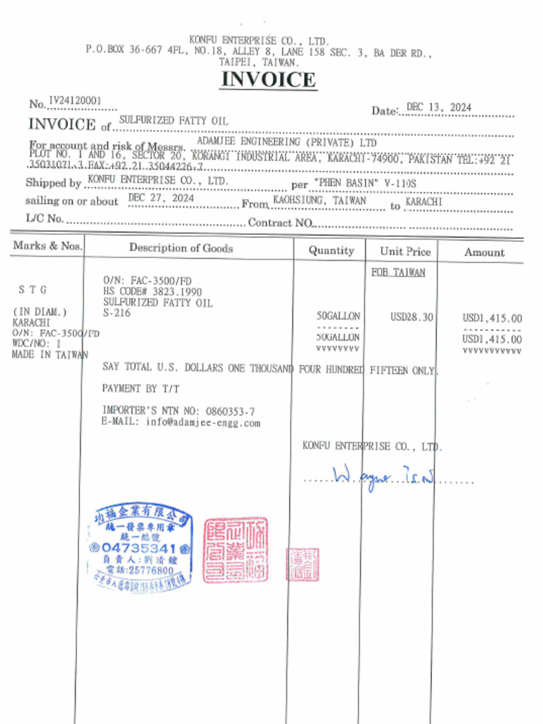 Invoice Adamjee | PDF