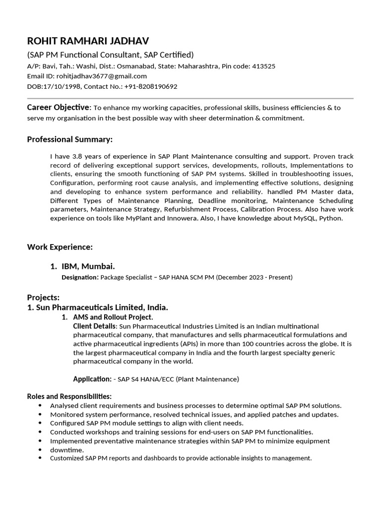rohit-resume-sap-pm-rev6-pdf-reliability-engineering