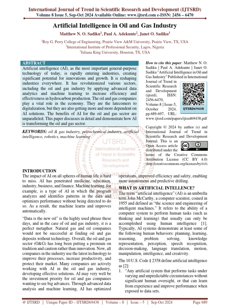 AI Transformations in Oil and Gas Industry | PDF | Artificial ...