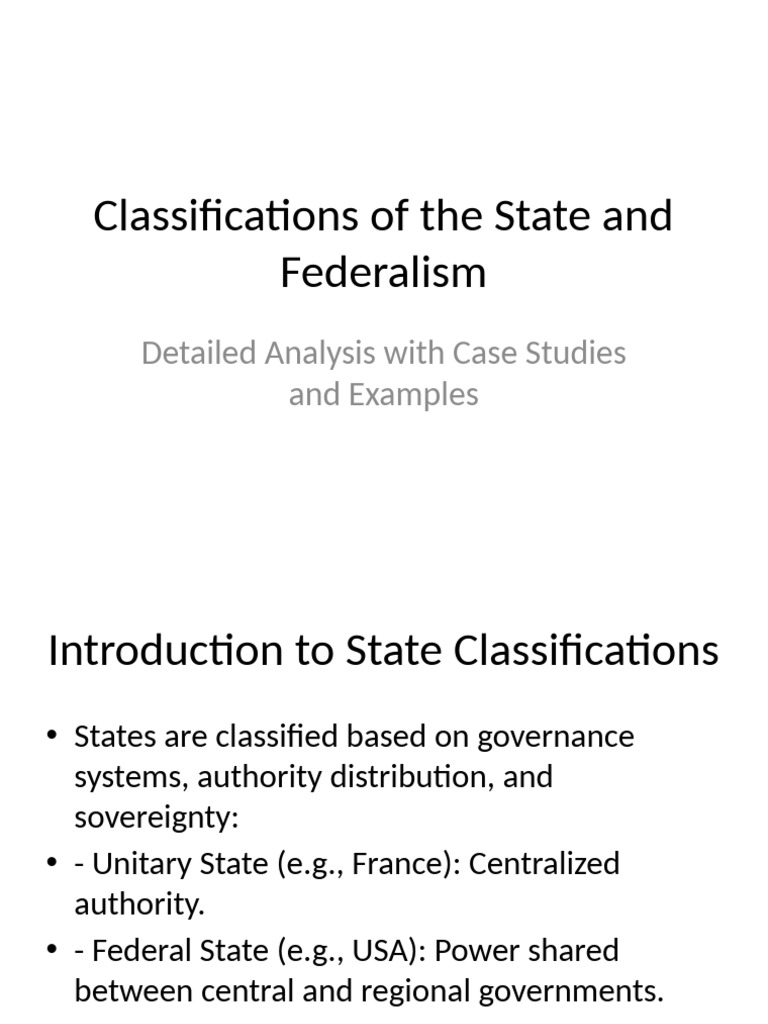Goal 04 - Part 2 - Classifications of State & Federalism | PDF ...