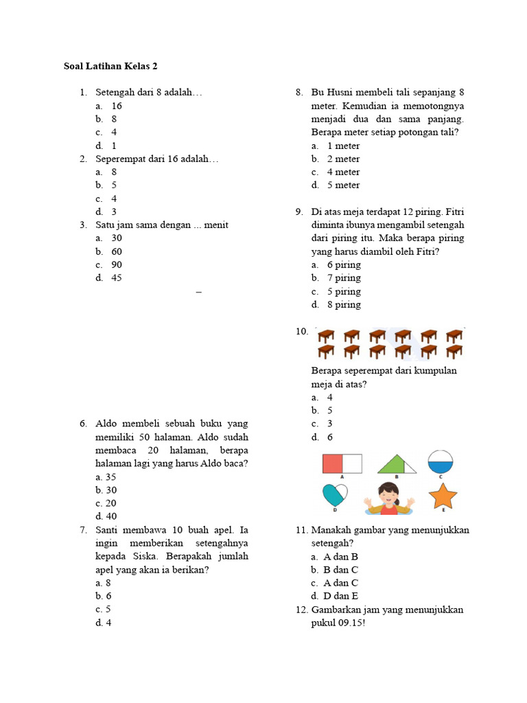 Soal Matematika Latihan Kelas 2 SD | PDF