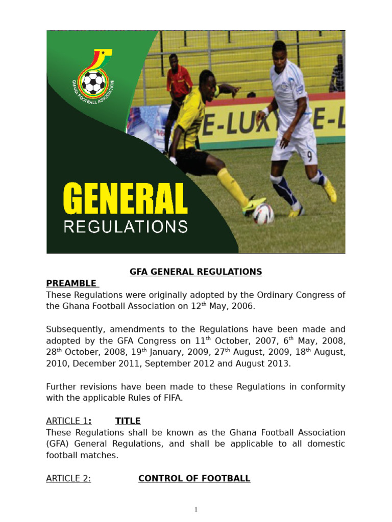 Gfa General Regulations As at Nov. 9 2015 | PDF | Association Football