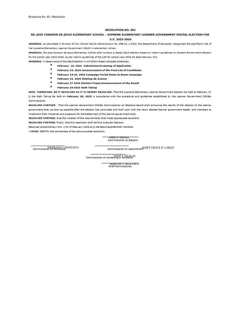 SELG Digital Election Resolution 2025 | PDF | Government