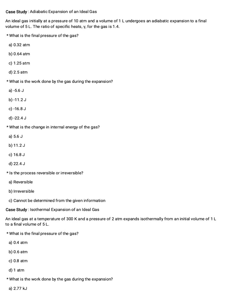 Ideal Gas Expansion and Energy Analysis | PDF | Heat | Metrology