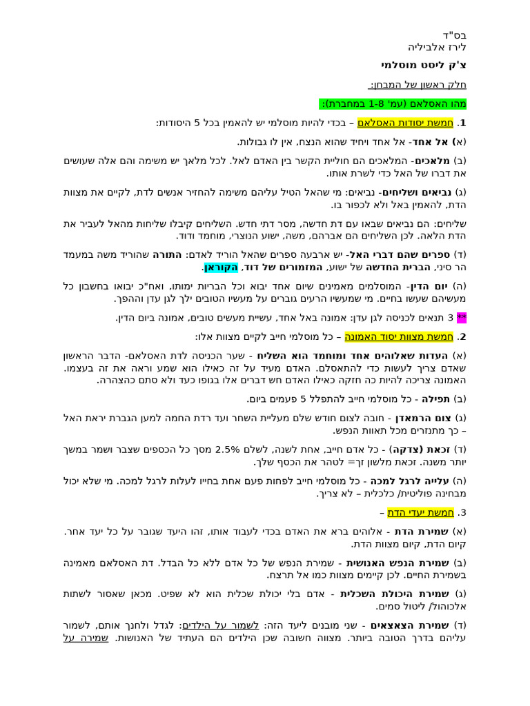צק-ליסט-מוסלמי-1 | PDF