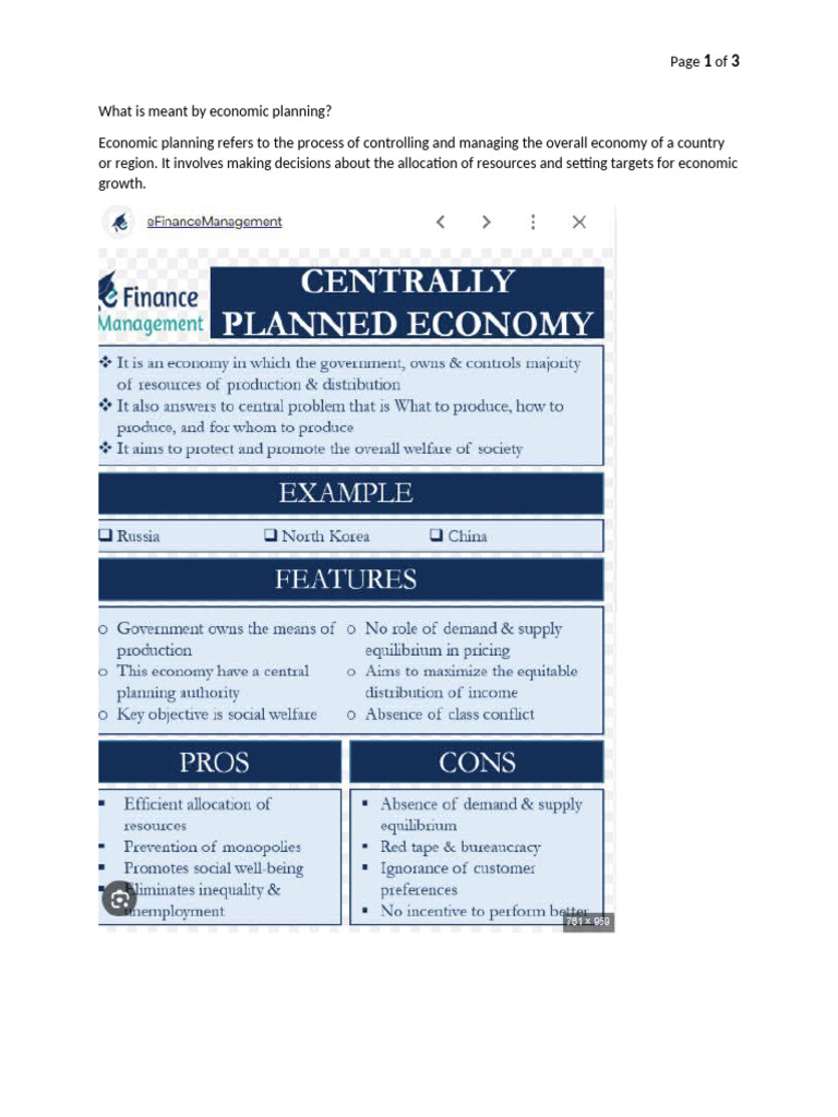WHAT IS ECONOMIC PLANNING VERY SHORT ANSWER intelligence overview