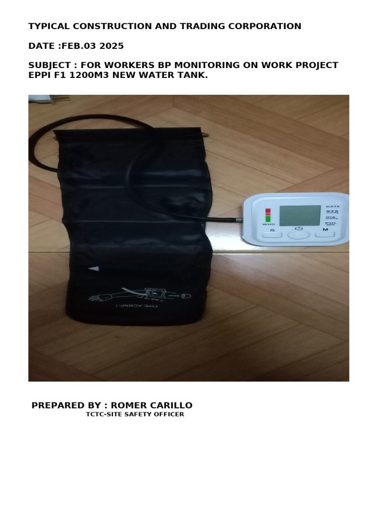 BP Monitoring for Water Tank Project | PDF