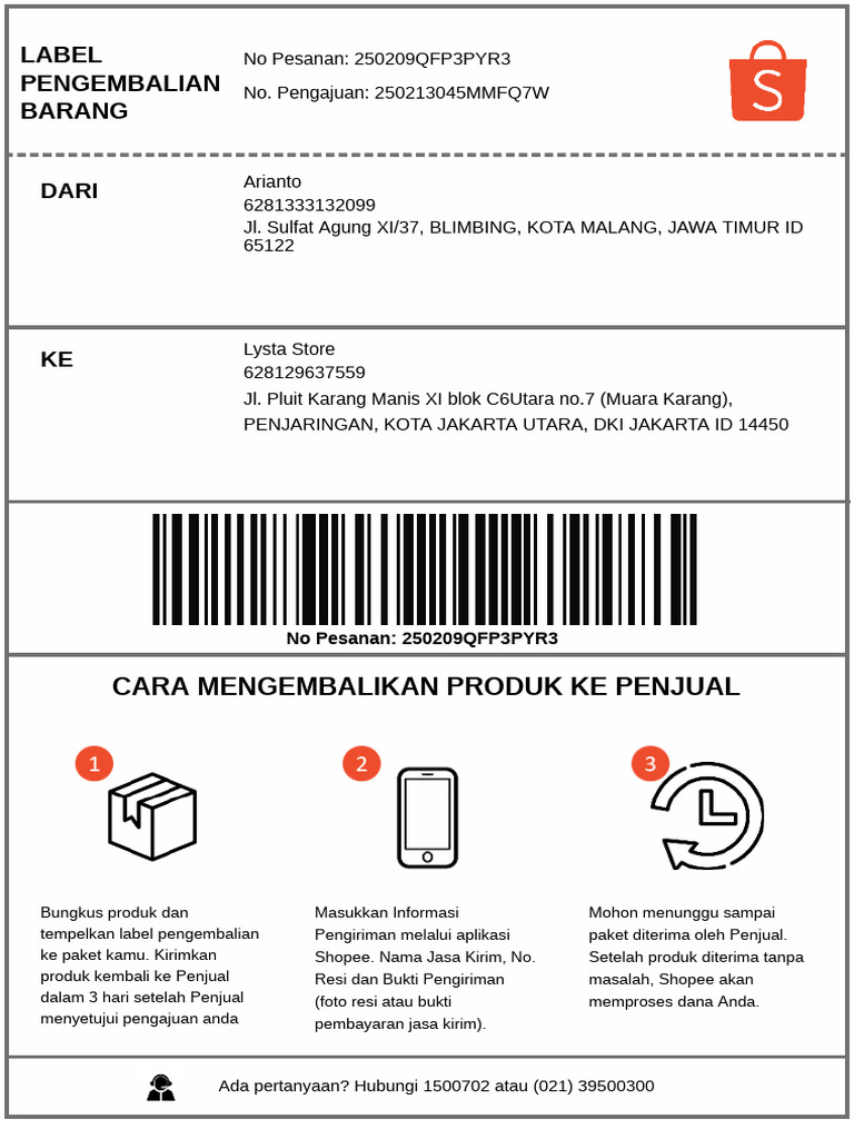 Cara Pengembalian Barang di Lysta Store | PDF