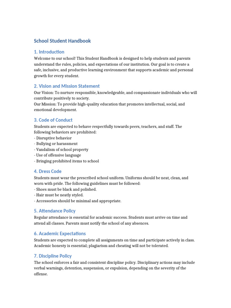 School Student Handbook | PDF | Disciplines
