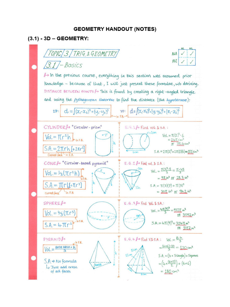Geometry and Trigonometry Notes | PDF