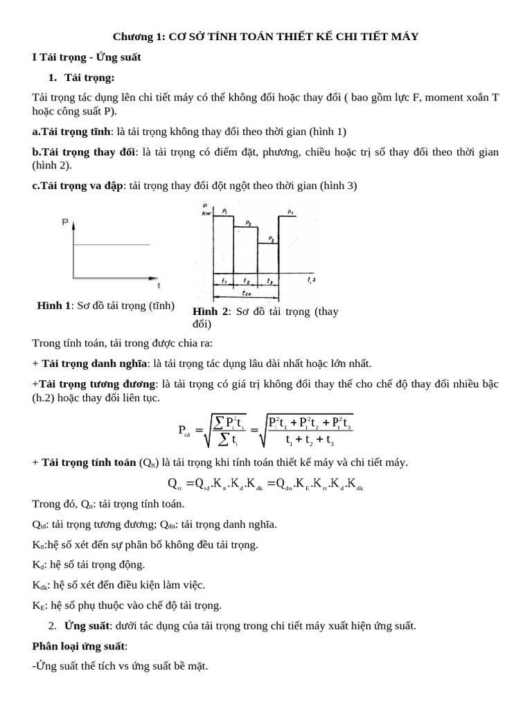 Chương 1-Cơ sở tính toán thiết kế chi tiết máy | PDF