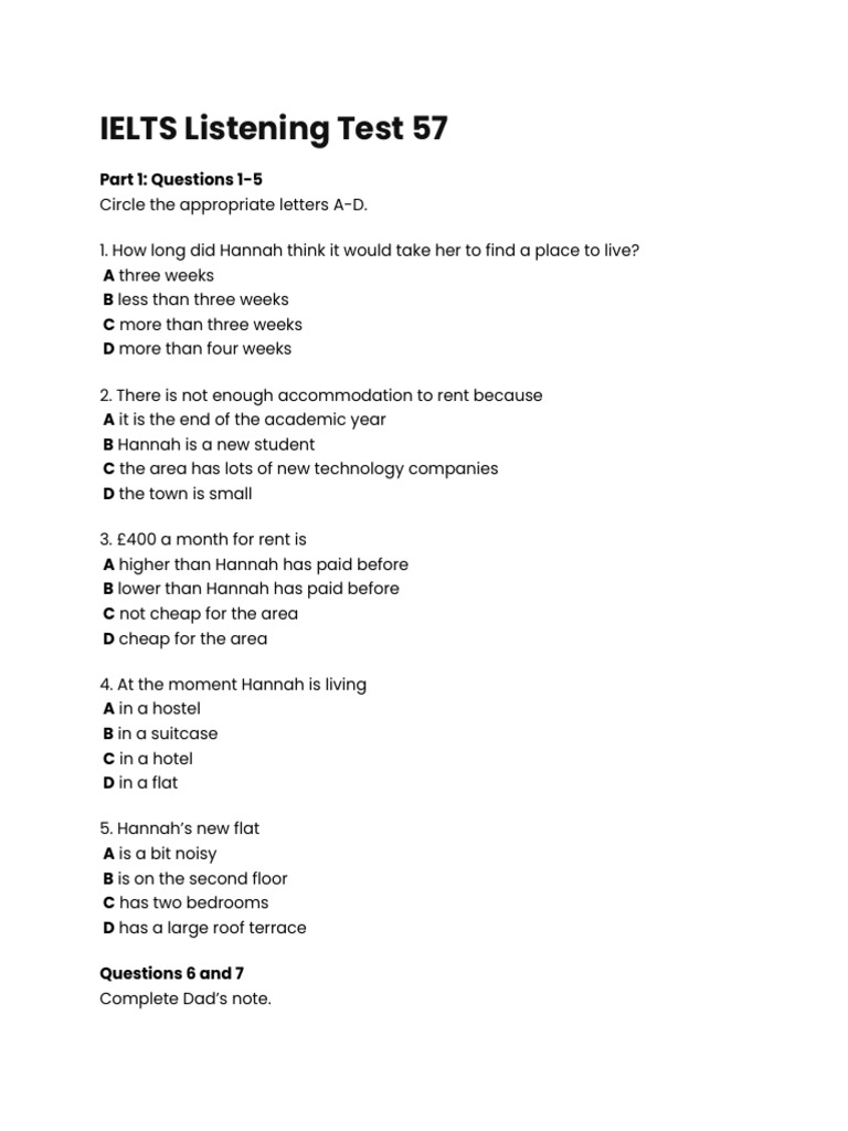 Ielts Listening Test 57 Pdf