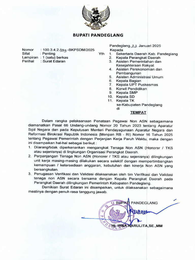 Contoh Surat Disiplin Pegawai Non ASN | PDF
