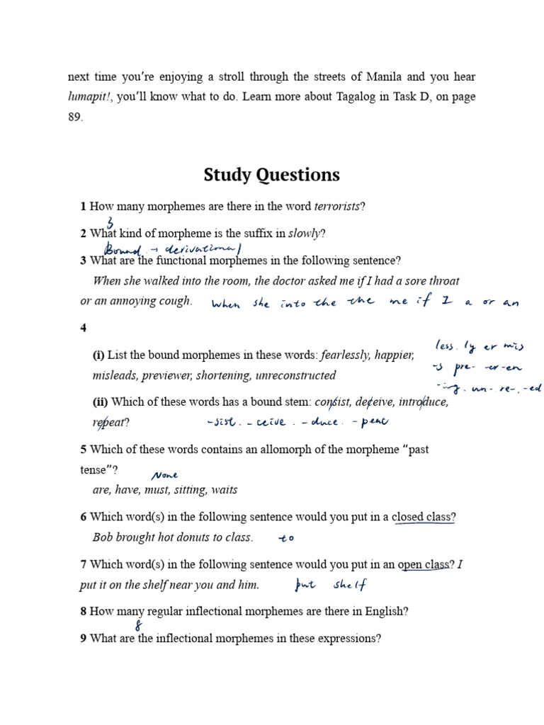 Language Morphology Study Guide | PDF | Morphology (Linguistics) | Word