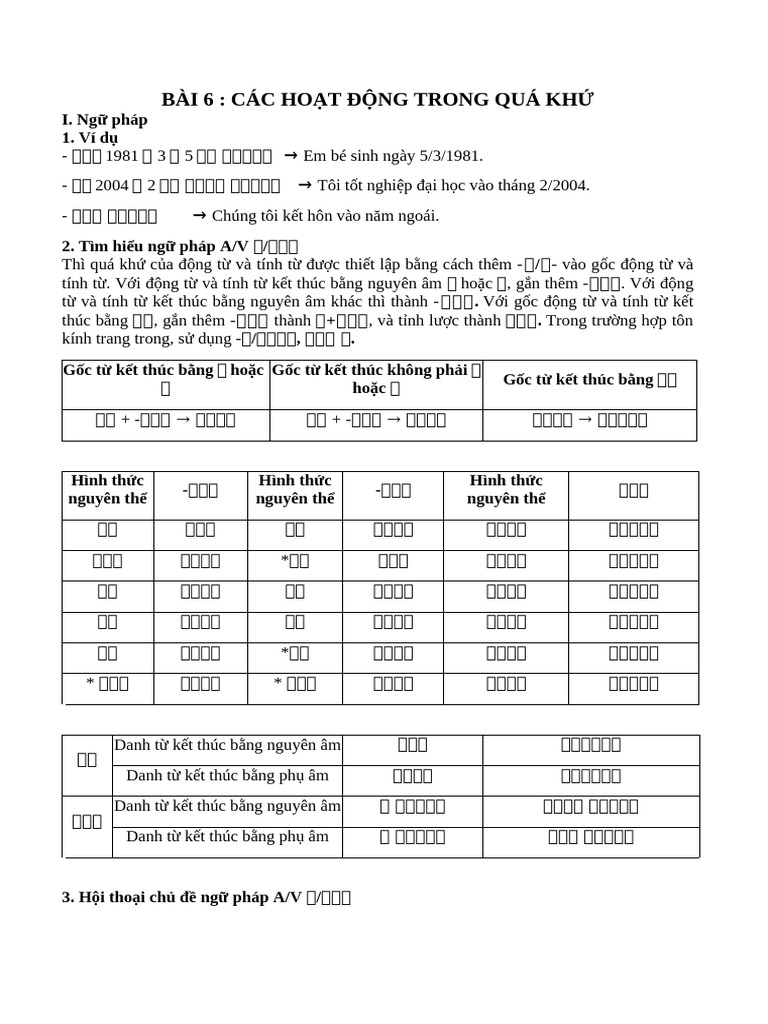 Bài 6 - Các Ho T Đ NG Trong Quá KH | PDF