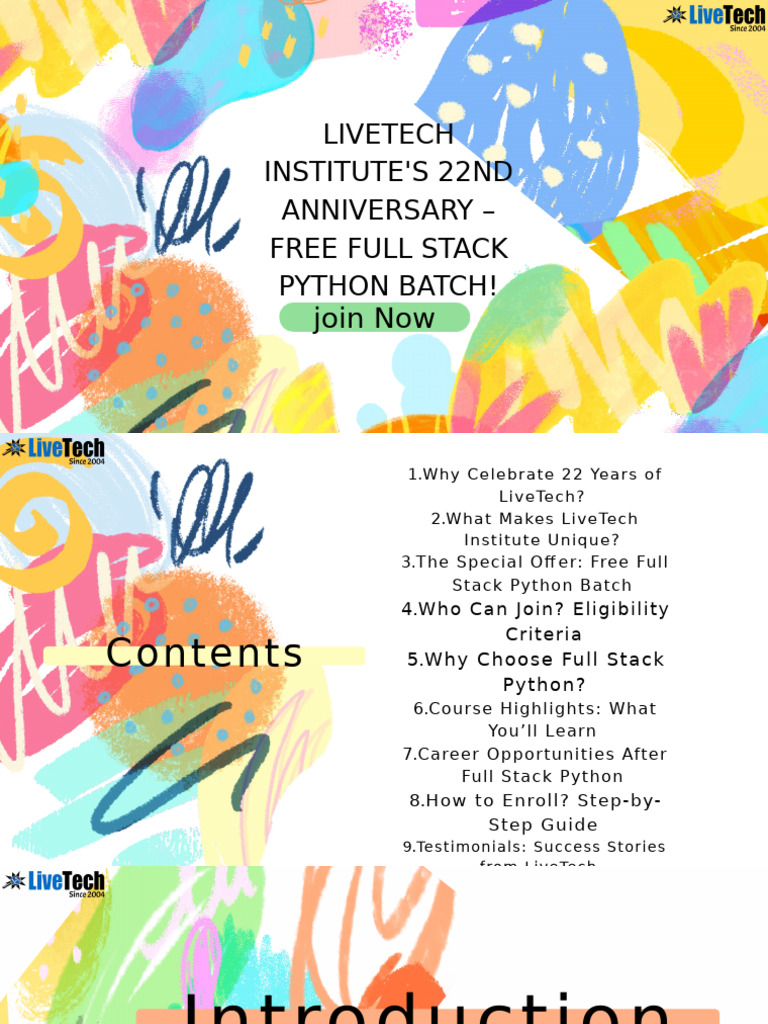 LiveTech Institute's 22nd Anniversary - Free Full Stack Python Batch ...