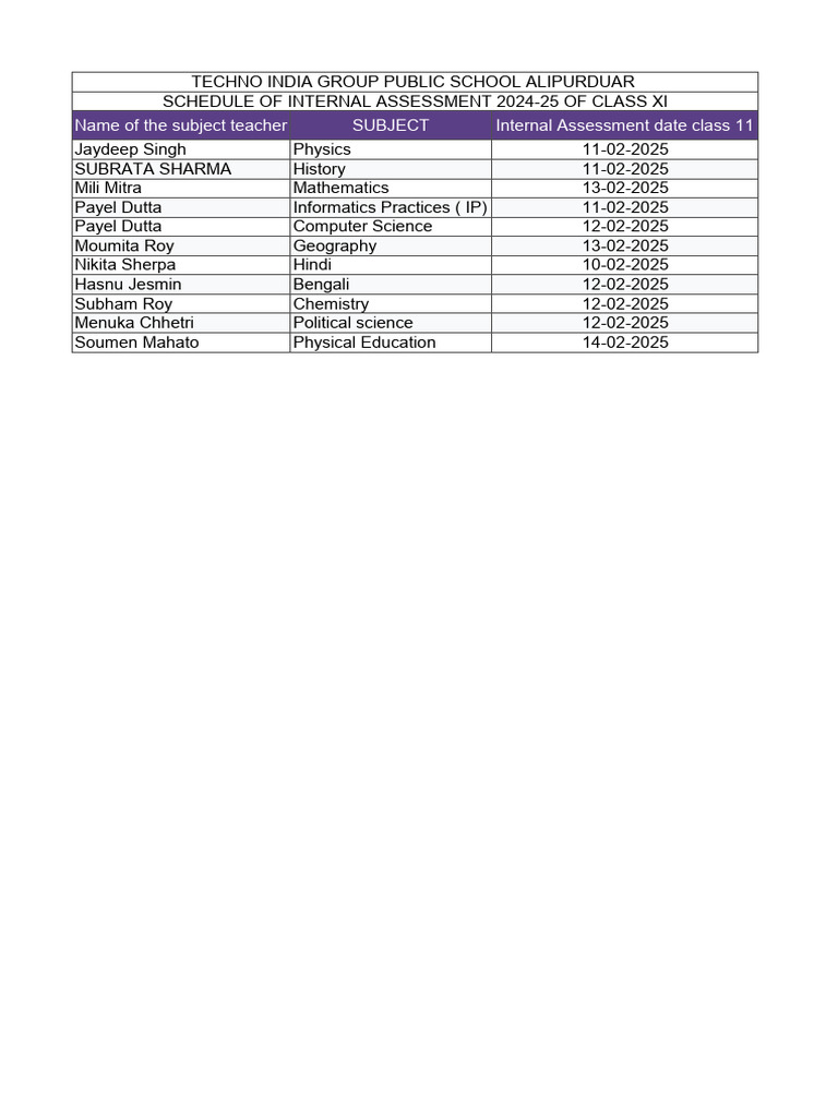 Class 11 Practical-Viva-ASL Date (Responses) Copy(1) | PDF