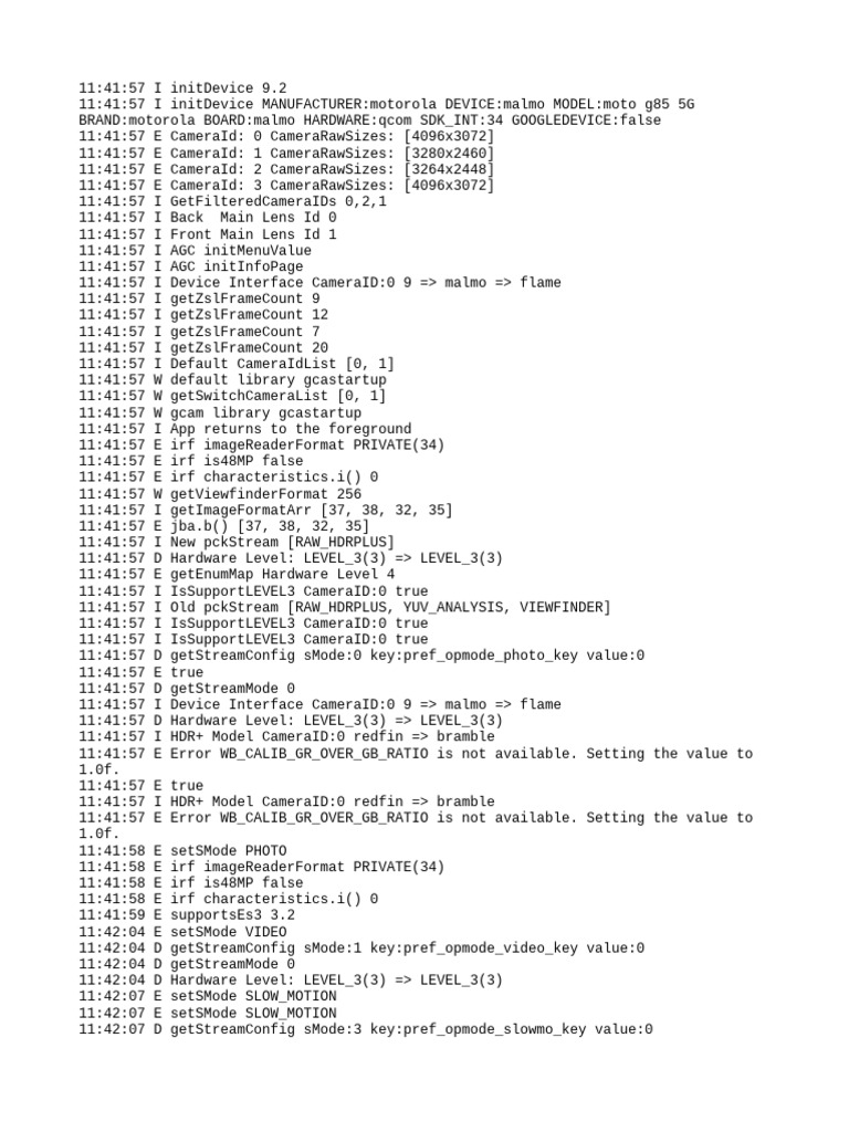 Motorola Moto G85 5G Camera Logs | PDF | Computing | Computer Architecture