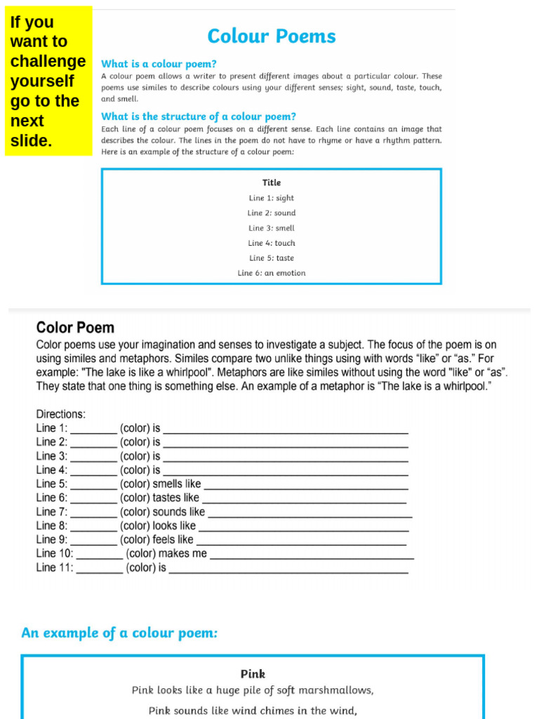 Color Poems: Emotions and Senses | PDF
