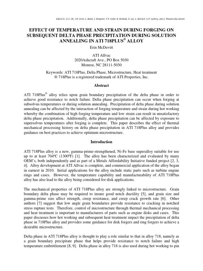Effect of Temperature and Strain During Forging On | PDF | Heat ...