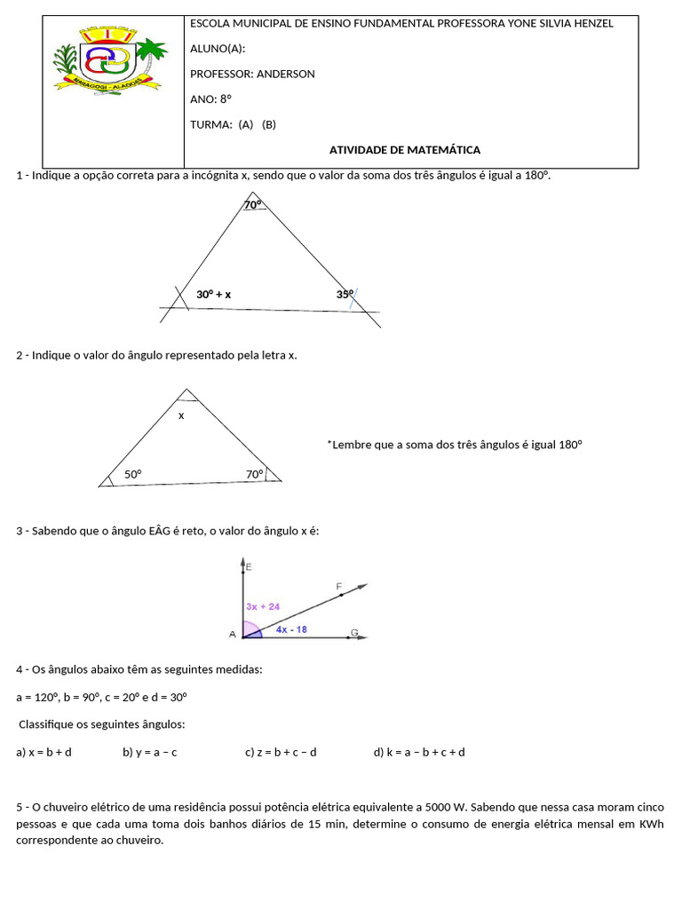 Atividade 8 Ano | PDF