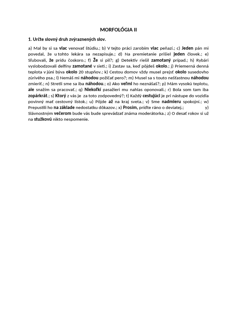 Morfológia II - Cvičenia | PDF