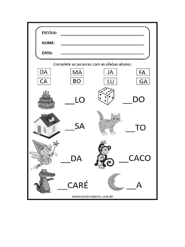 Atividade Alfabetização | PDF