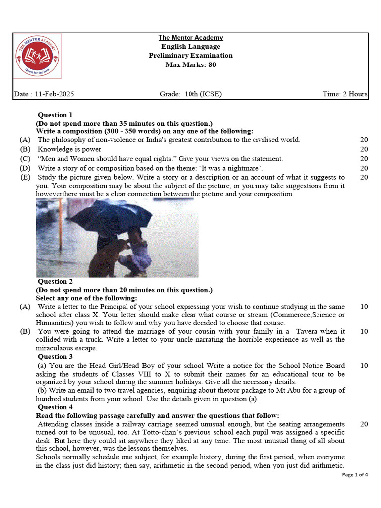 English Language Practise Question Paper Boards 2025 Pdf