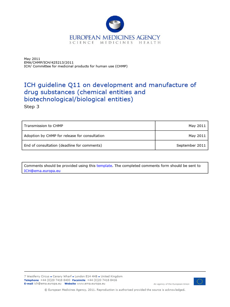 ICH Q11 Guidelines for Drug Substance Development | PDF | Chemical ...