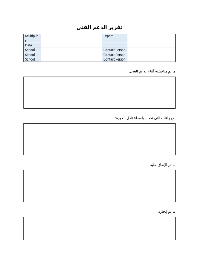 نموذج تقرير عن الدعم الفنى 2023 | PDF