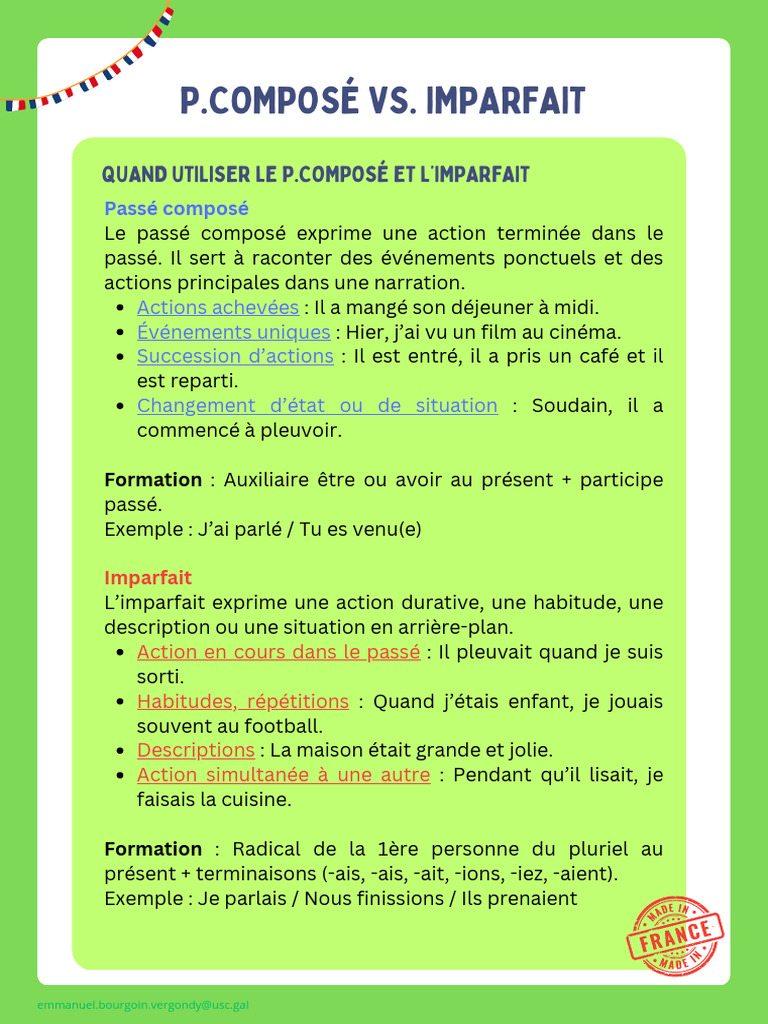 Passé Composé et Imparfait : Guide d'Usage | PDF | Linguistique
