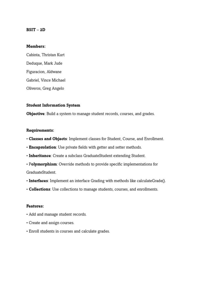 Student Information System Design | PDF | Method (Computer Programming ...
