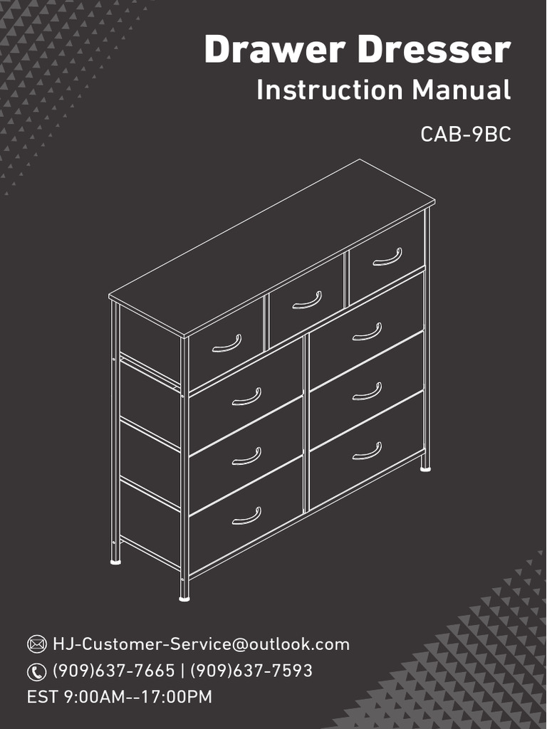 CAB-9BC Drawer Dresser Assembly Guide