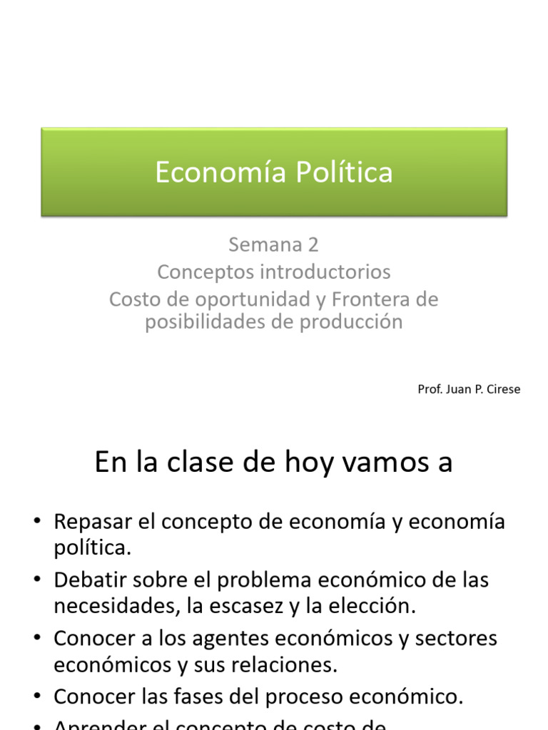 EP Costo de Oportunidad y FPP Clase 2 | PDF | Costo de oportunidad | Bienes