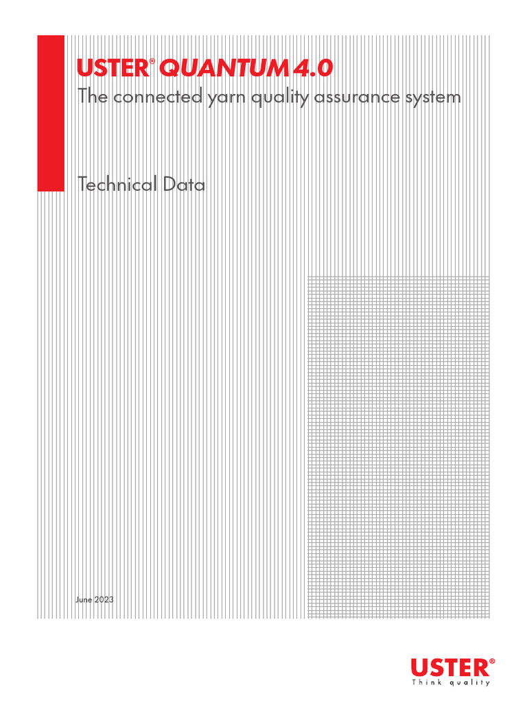 USTER Quantum 4.0 Technical Data Guide | PDF | Yarn | Textiles