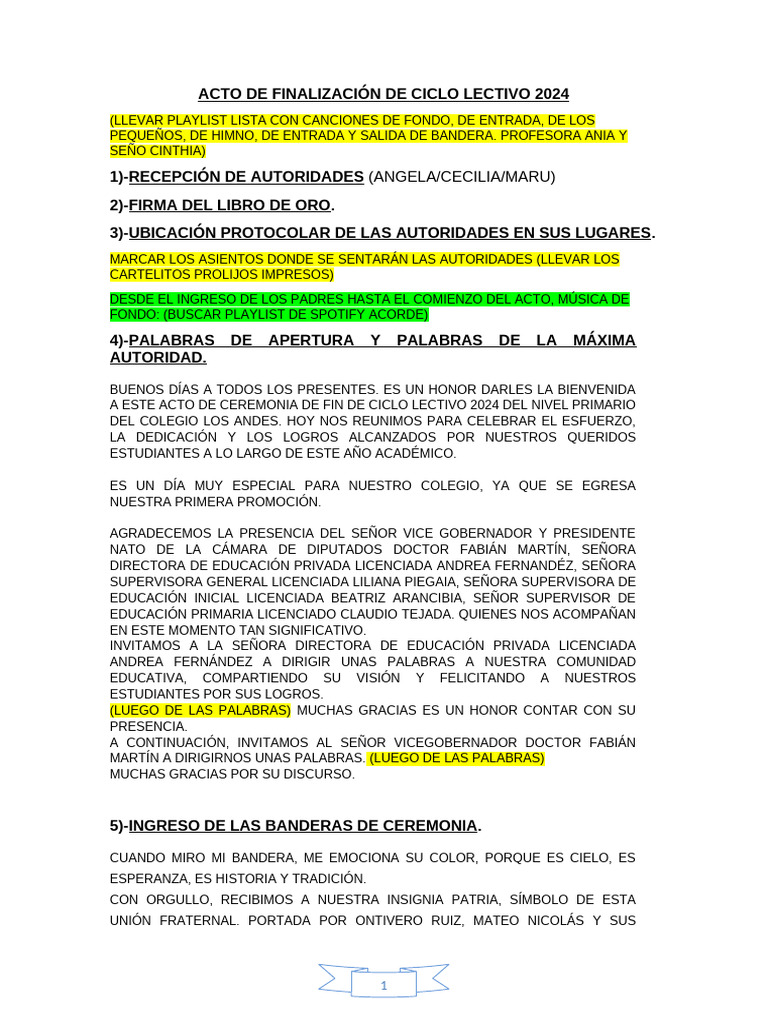Ceremonia de Egreso 2024 en Los Andes | PDF | Canciones