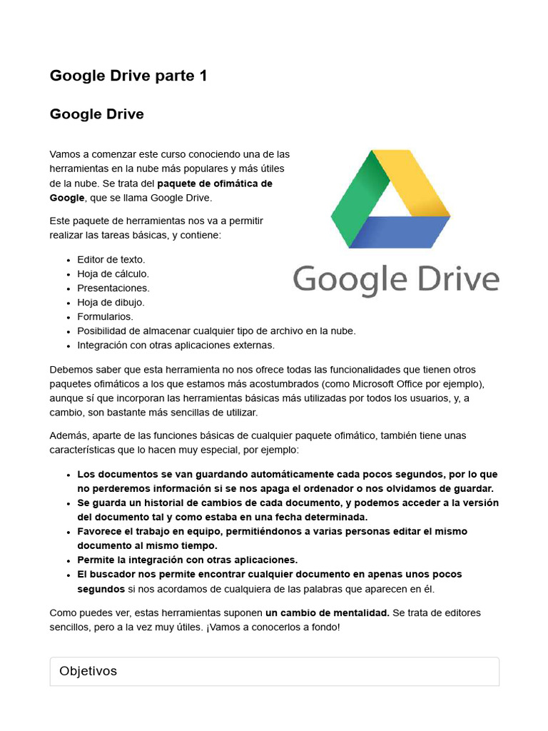 Introducción a Google Drive: Ventajas y Uso | PDF | Archivo de ...