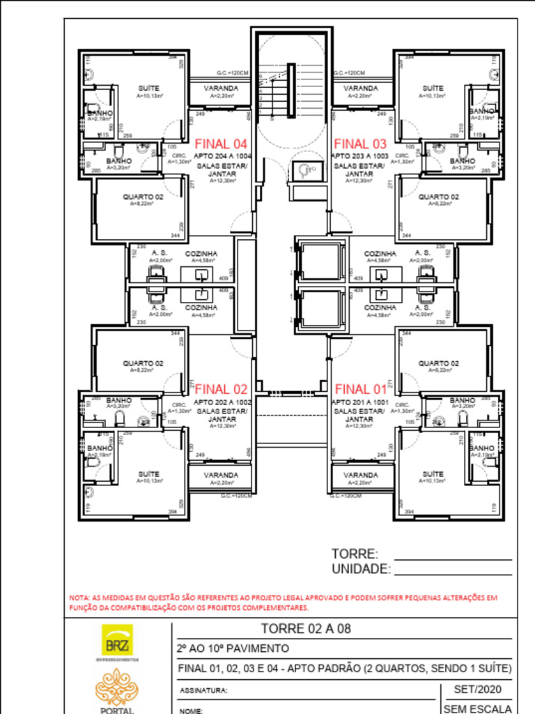 Plantas de Apartamentos 2 a 10 Andares | PDF