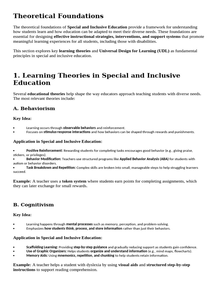 Foundations of Inclusive Education Theories | PDF | Learning ...
